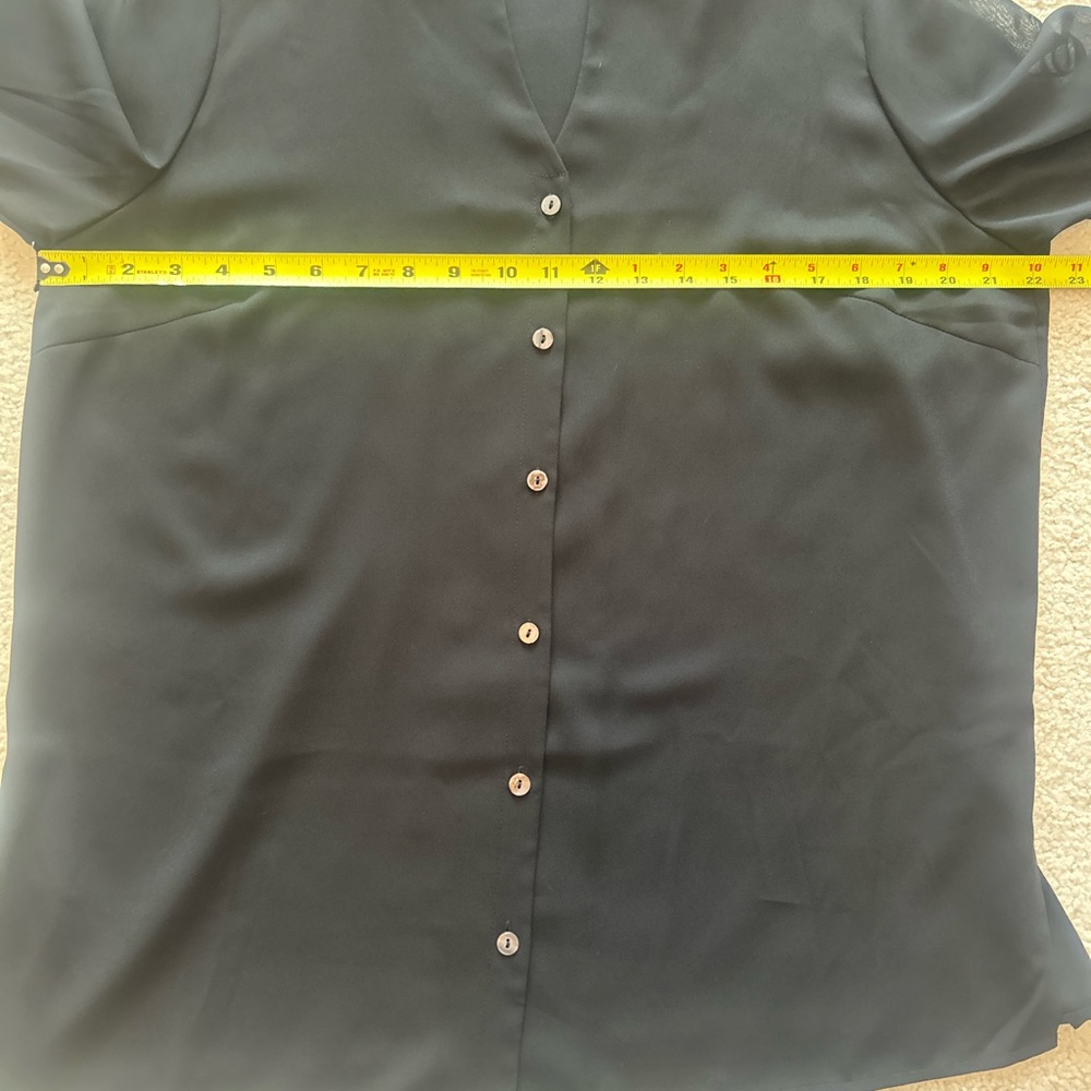 Misook Black Button Down Blouse Size Medium With … - image 3